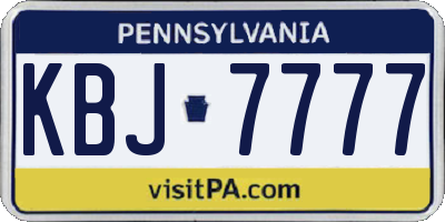 PA license plate KBJ7777