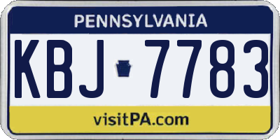 PA license plate KBJ7783