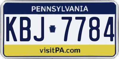 PA license plate KBJ7784