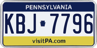PA license plate KBJ7796