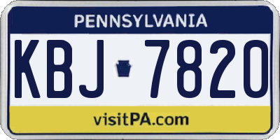 PA license plate KBJ7820