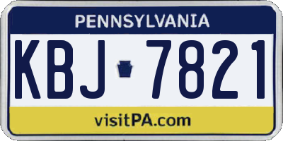 PA license plate KBJ7821