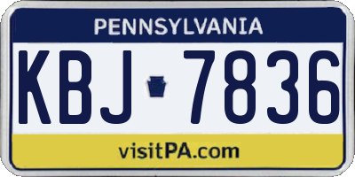 PA license plate KBJ7836