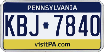 PA license plate KBJ7840