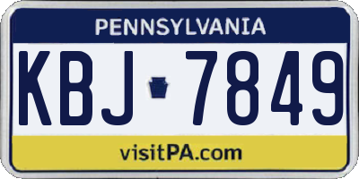 PA license plate KBJ7849