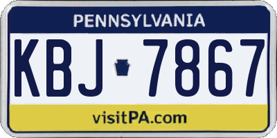 PA license plate KBJ7867