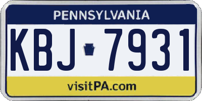 PA license plate KBJ7931