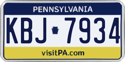 PA license plate KBJ7934