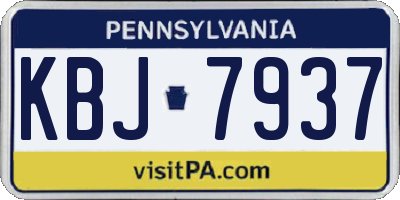 PA license plate KBJ7937