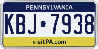 PA license plate KBJ7938