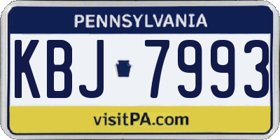 PA license plate KBJ7993