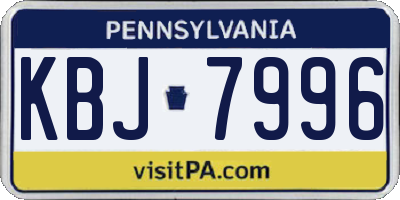 PA license plate KBJ7996