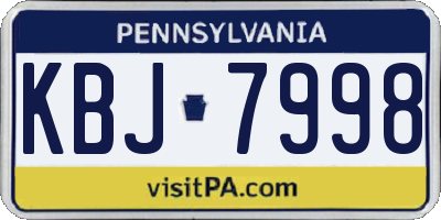 PA license plate KBJ7998