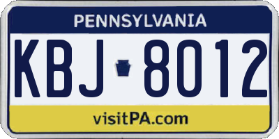 PA license plate KBJ8012