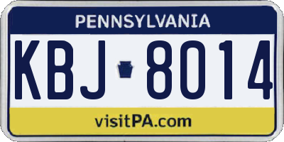 PA license plate KBJ8014