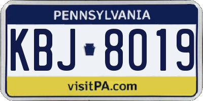 PA license plate KBJ8019