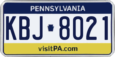 PA license plate KBJ8021