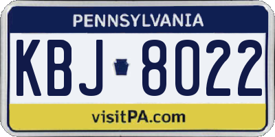PA license plate KBJ8022