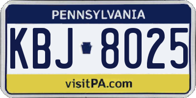 PA license plate KBJ8025