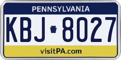 PA license plate KBJ8027
