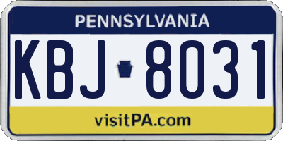 PA license plate KBJ8031