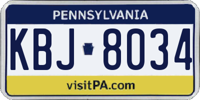 PA license plate KBJ8034