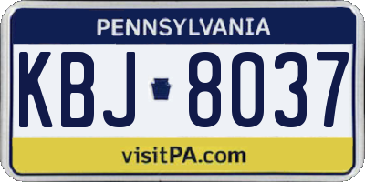 PA license plate KBJ8037