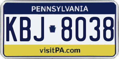 PA license plate KBJ8038