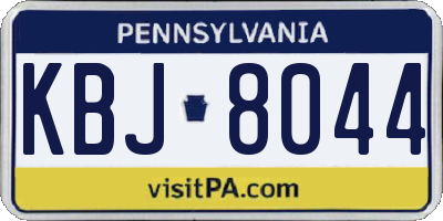 PA license plate KBJ8044