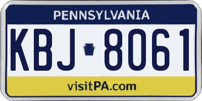PA license plate KBJ8061