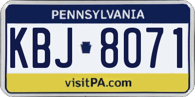 PA license plate KBJ8071