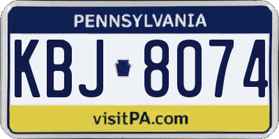 PA license plate KBJ8074