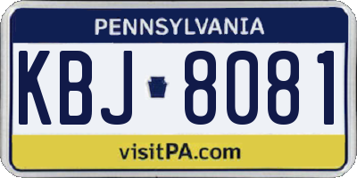 PA license plate KBJ8081