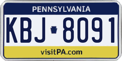 PA license plate KBJ8091