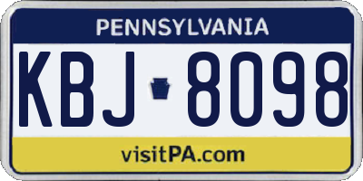 PA license plate KBJ8098