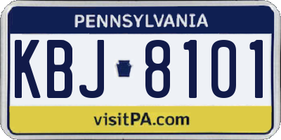 PA license plate KBJ8101