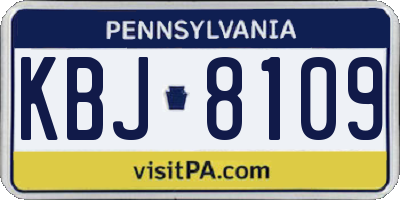 PA license plate KBJ8109