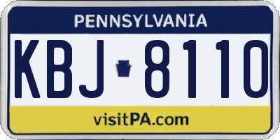 PA license plate KBJ8110