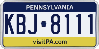 PA license plate KBJ8111