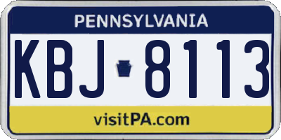 PA license plate KBJ8113