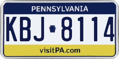 PA license plate KBJ8114