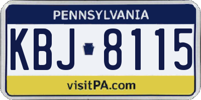 PA license plate KBJ8115