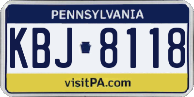 PA license plate KBJ8118