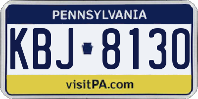 PA license plate KBJ8130