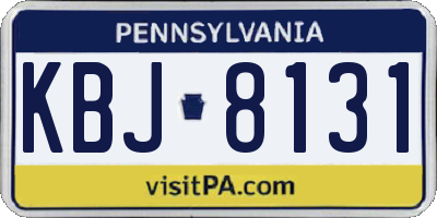 PA license plate KBJ8131