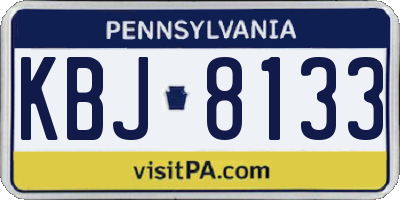 PA license plate KBJ8133
