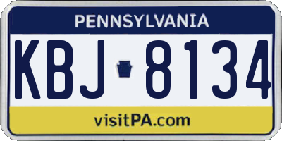 PA license plate KBJ8134