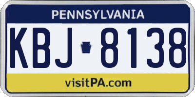 PA license plate KBJ8138