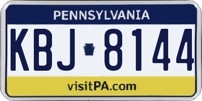 PA license plate KBJ8144