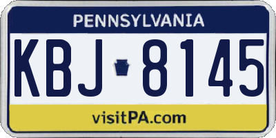 PA license plate KBJ8145